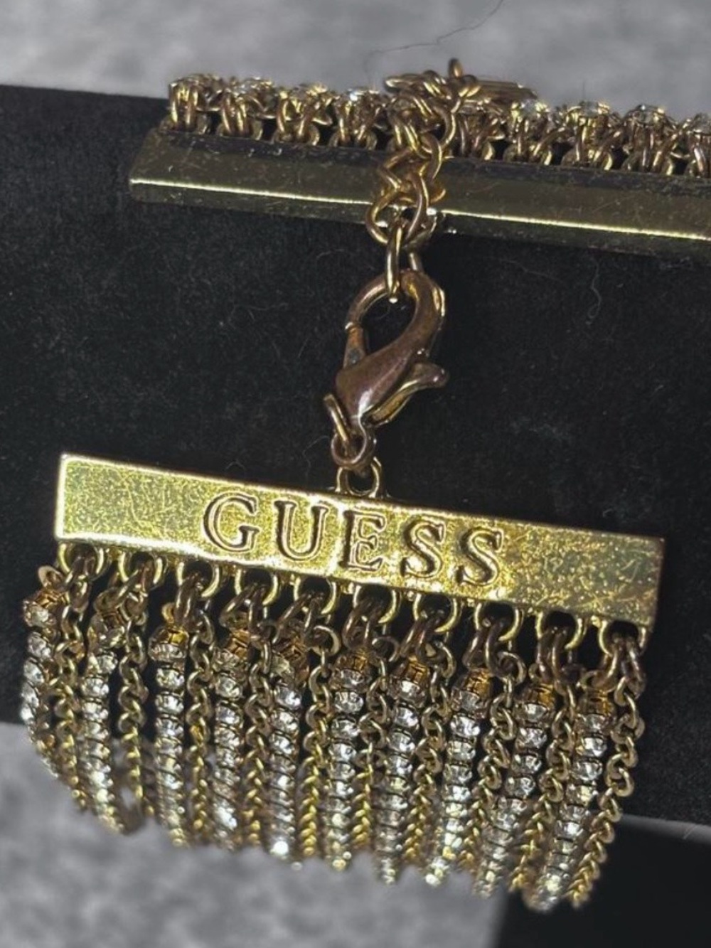Guess Gold-Tone Multi-Row Rhinestone Bracelet - Picture 2 of 5